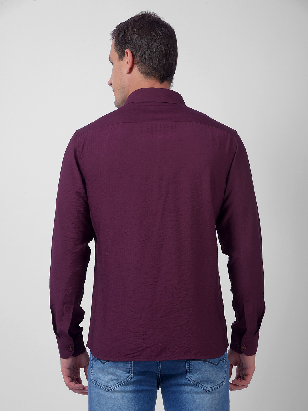 Numero Uno Men Maroon Textured Regular Fit Shirt